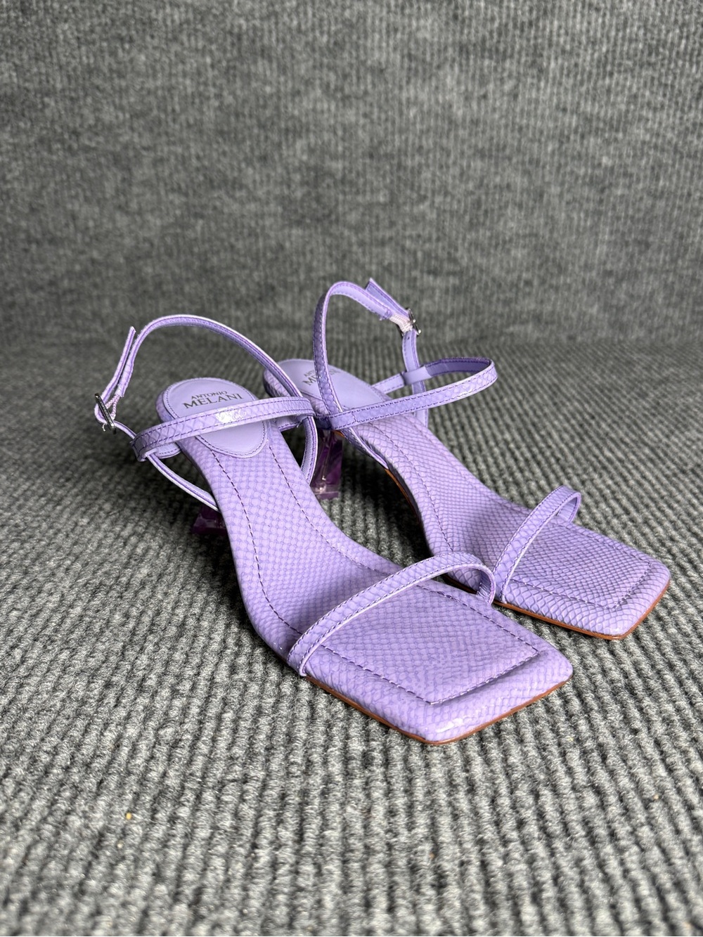 Antonio Melani Lavender Faux Snakeskin Strappy Heels - Size 8 NWOB